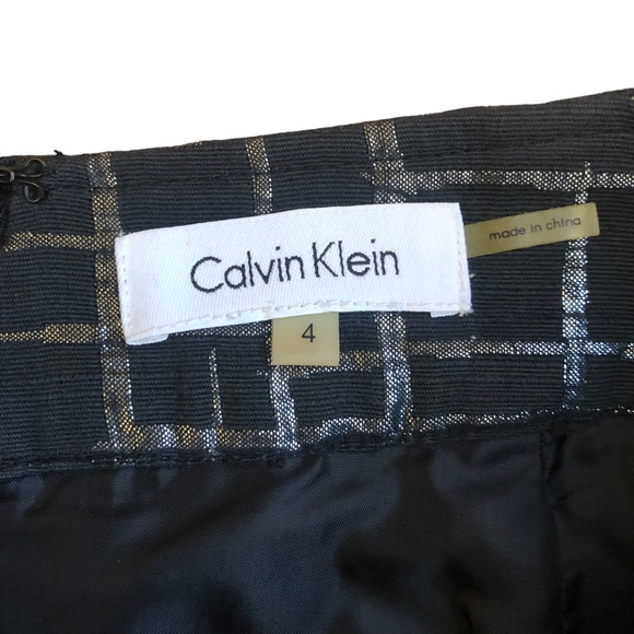 Calvin Klein Skirt Black Metallic Silver Lined Size 4 - Picture 2 of 6